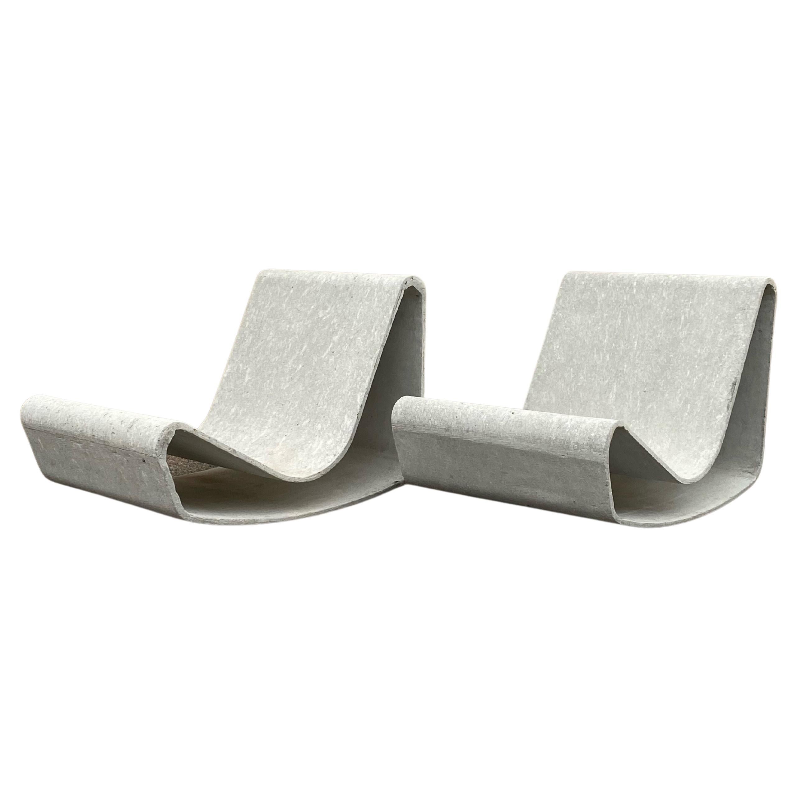 Pair of Concrete Loop Chair Design by Willy Guhl, 1960s For Sale