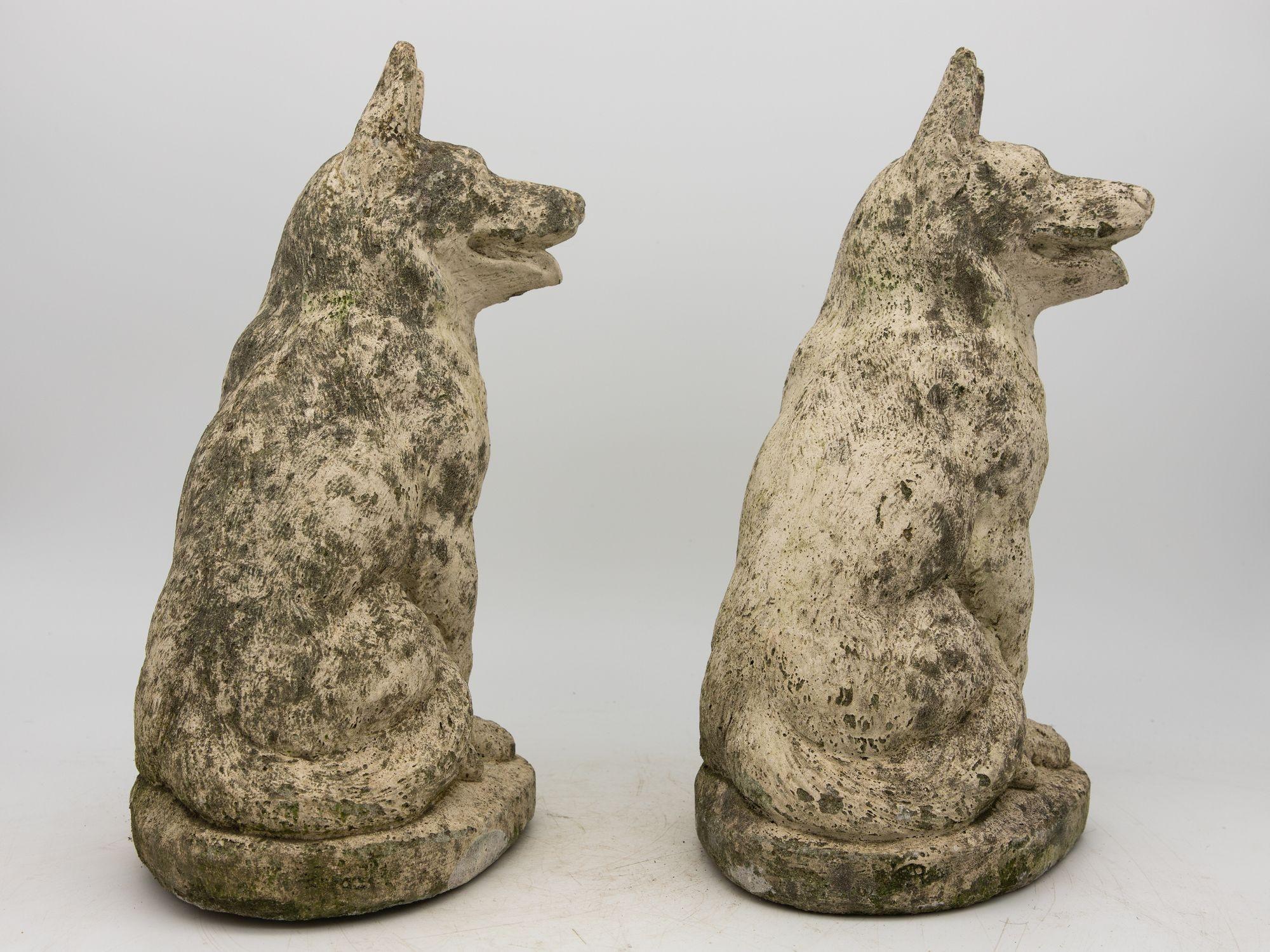 Pair of Concrete Shepherd Dogs, English mid 20th Century In Good Condition For Sale In South Salem, NY