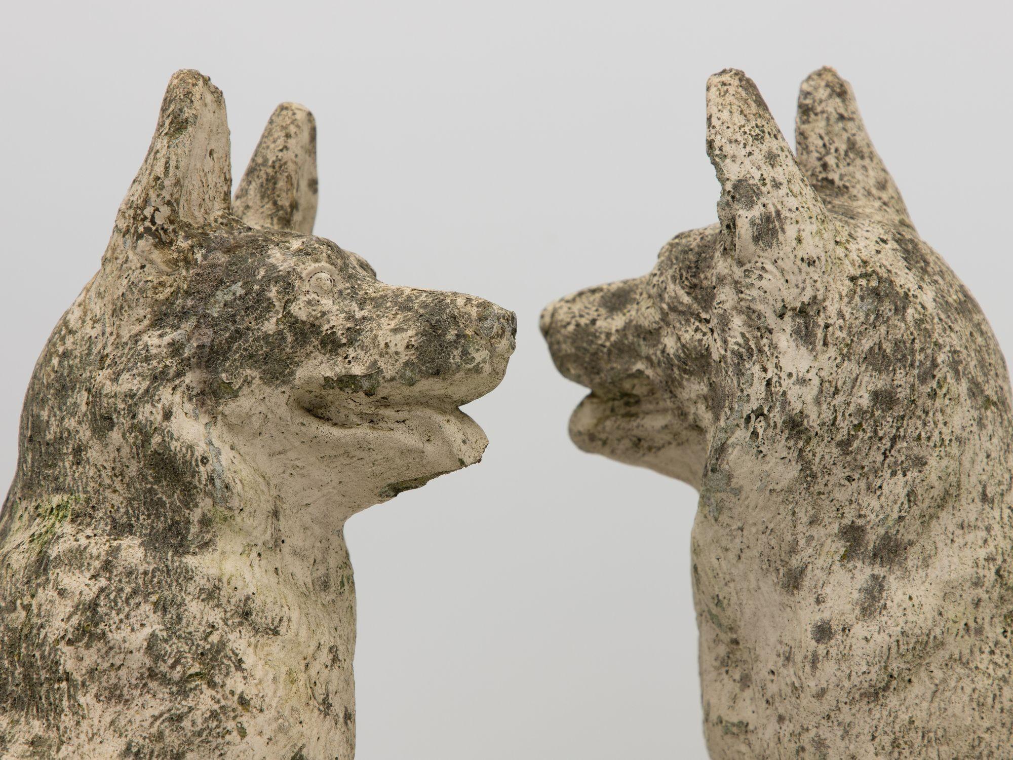 Pair of Concrete Shepherd Dogs, English mid 20th Century For Sale 4