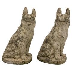Pair of Concrete Shepherd Dogs, English mid 20th Century