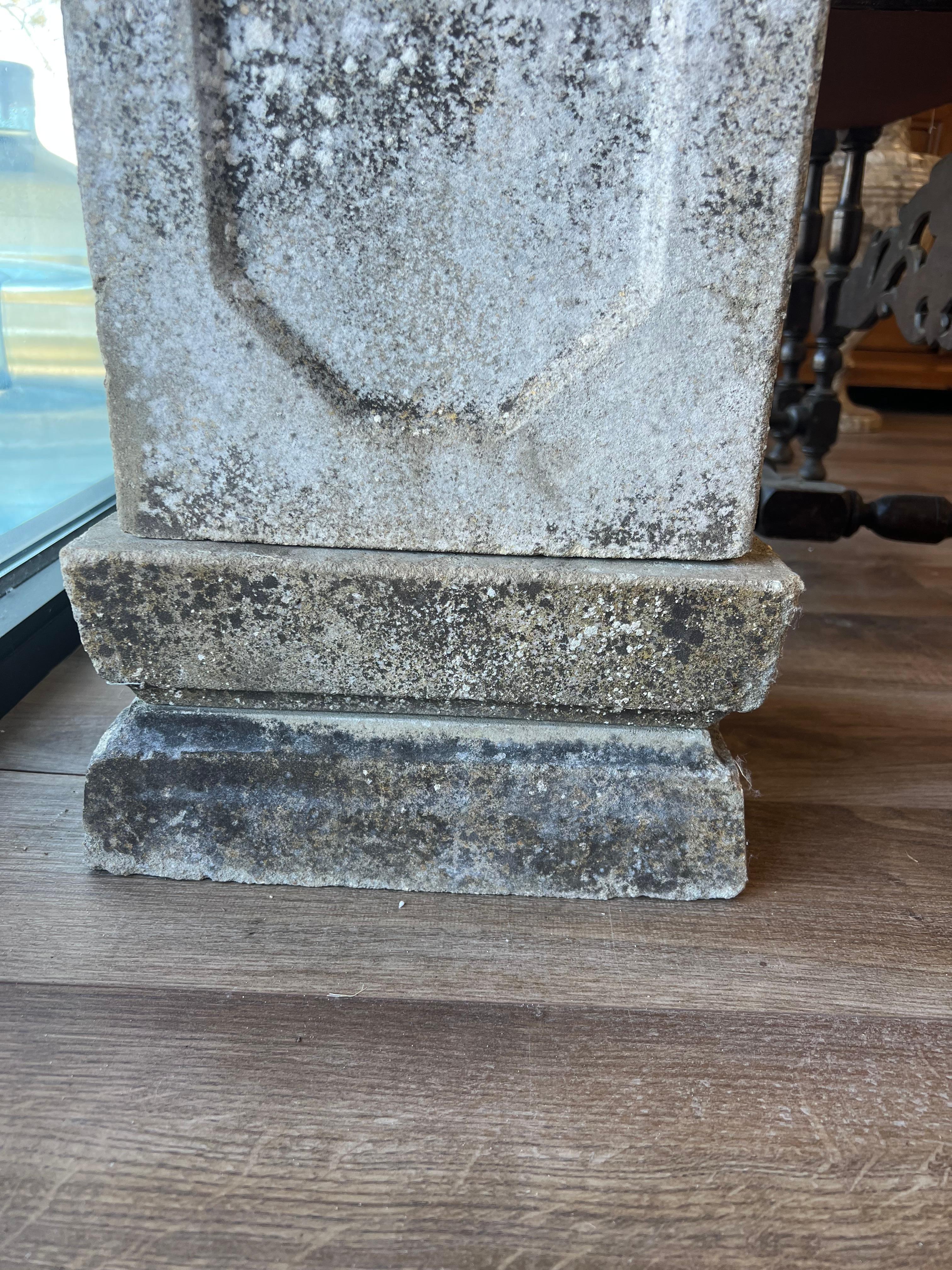 English Pair of Concrete Swag Urns on Stands For Sale