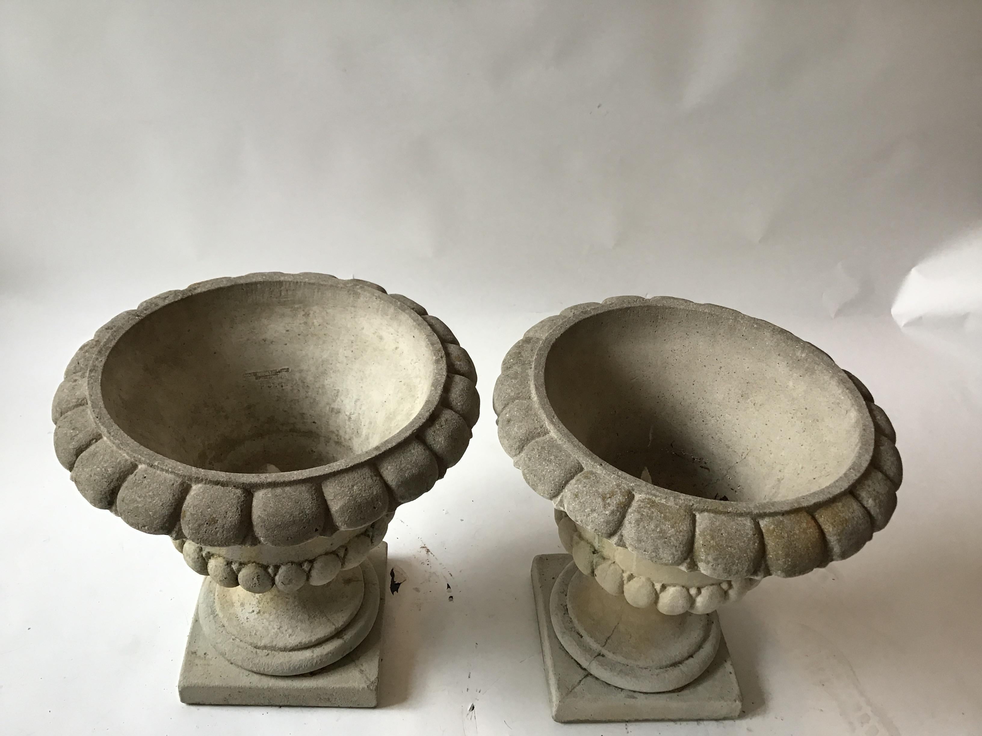 Pair of concrete urns by Campania.