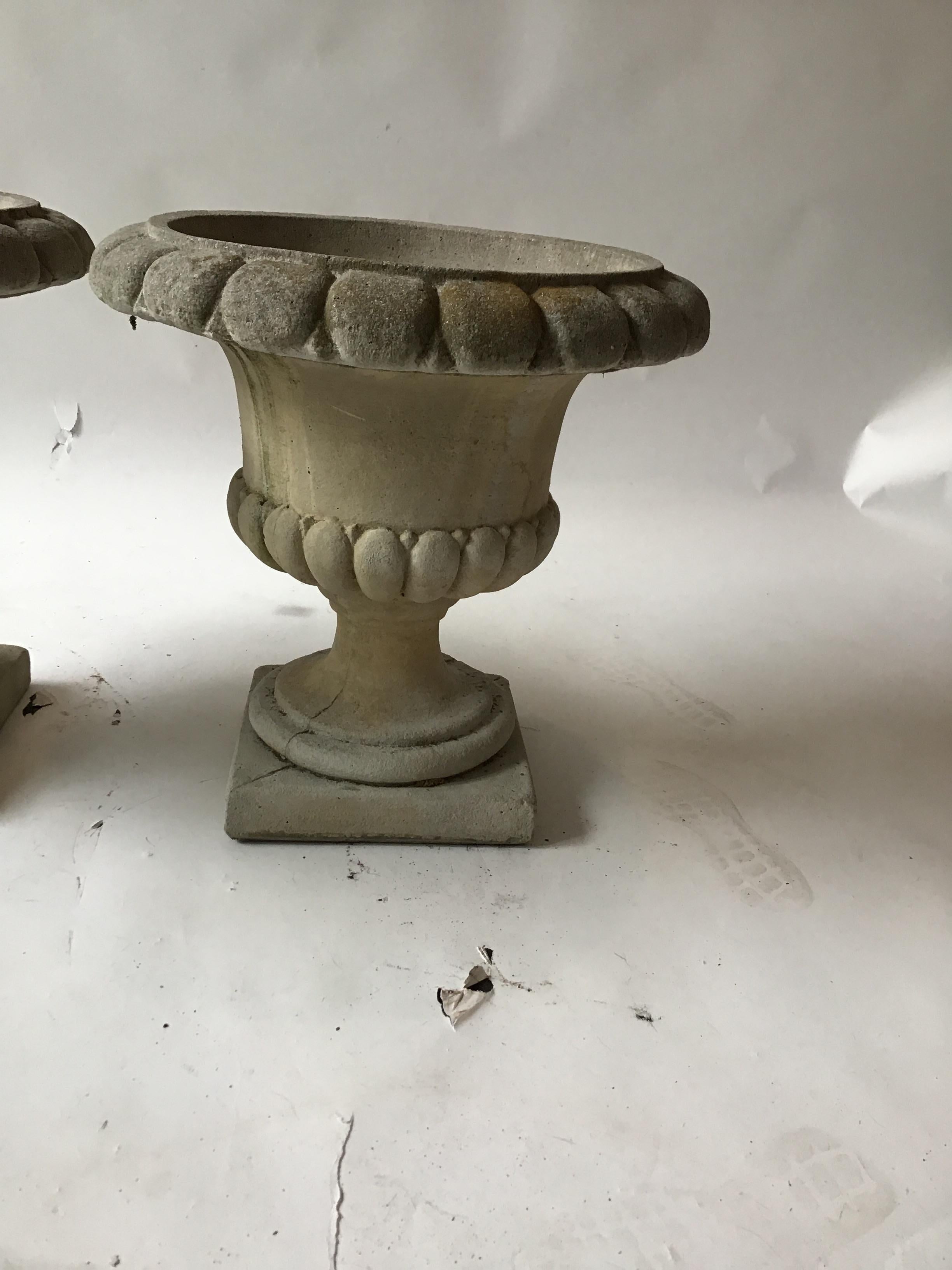 Late 20th Century Pair of Concrete Urns by Campania For Sale
