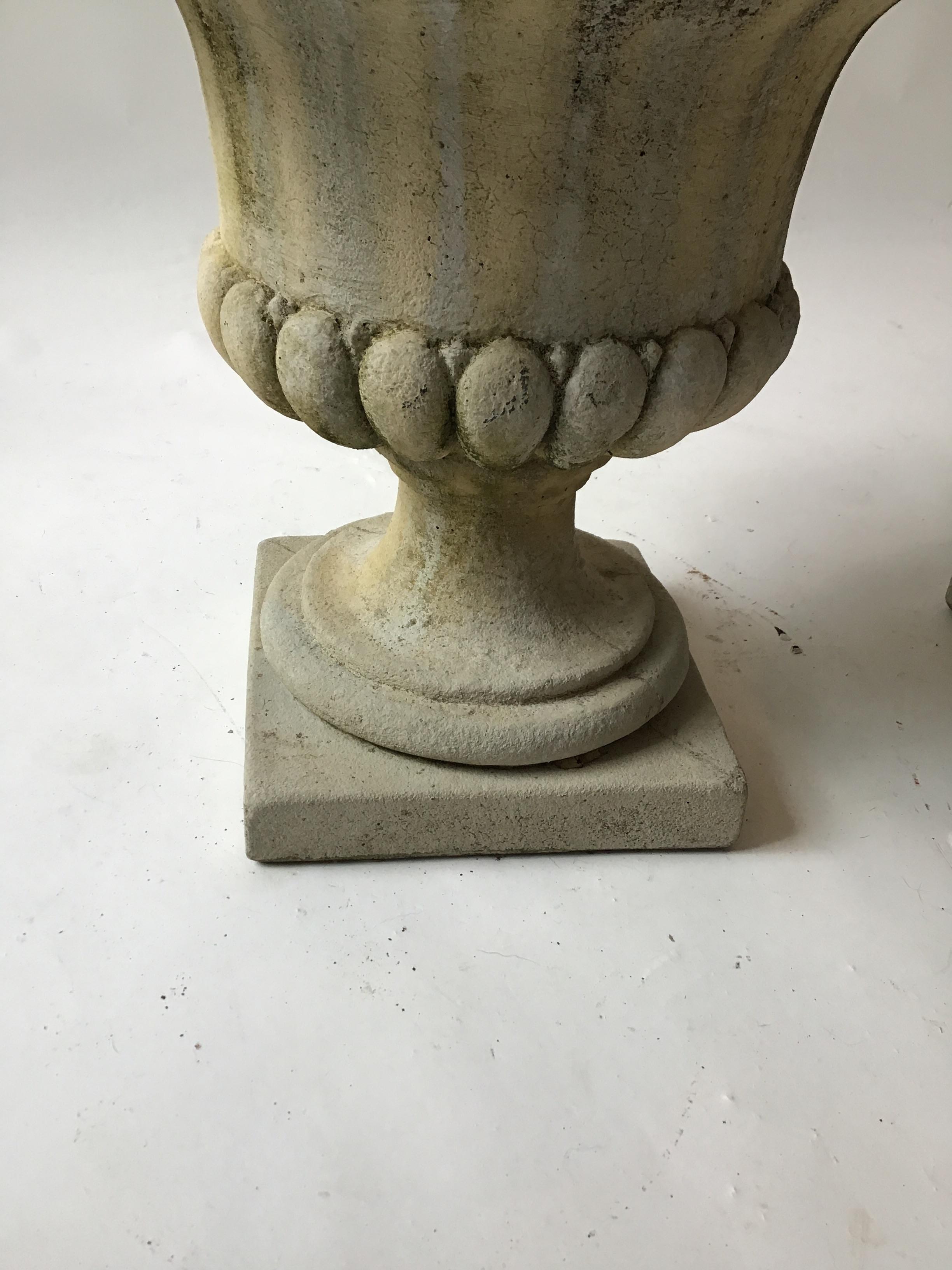 Cement Pair of Concrete Urns by Campania For Sale