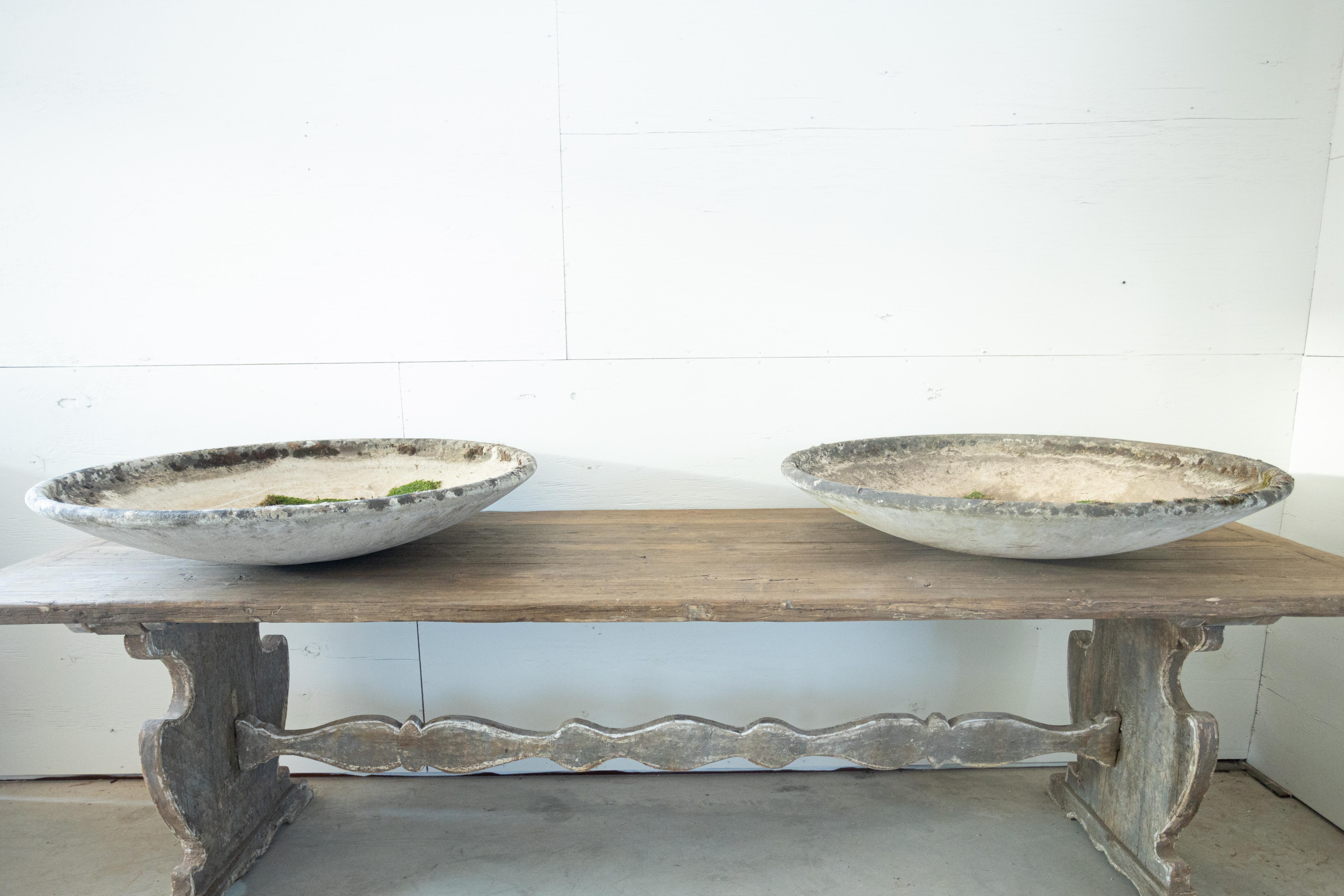 Pair of Concrete Willy Guhl Saucer Planters 1