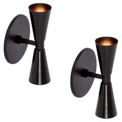 Pair of Cone 2 Wall Sconces by Research.Lighting, Black, Made to Order