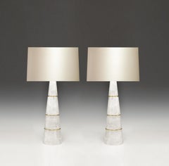 Pair of Cone Form Rock Crystal Quartz Lamps by Phoenix