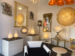 Pair of Cone Lamps Murano Glass and Brass by Esperia. Italy, 1970s