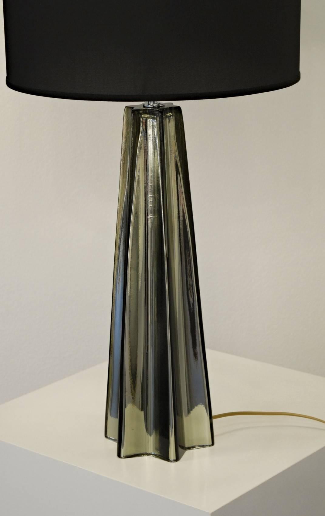 Pair of Cone Star-Shaped Table Lamps, Murano Mercury Glass 1