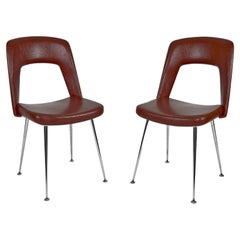 Used Pair of Conference Chairs in Chrome and Leatherette, circa 1960