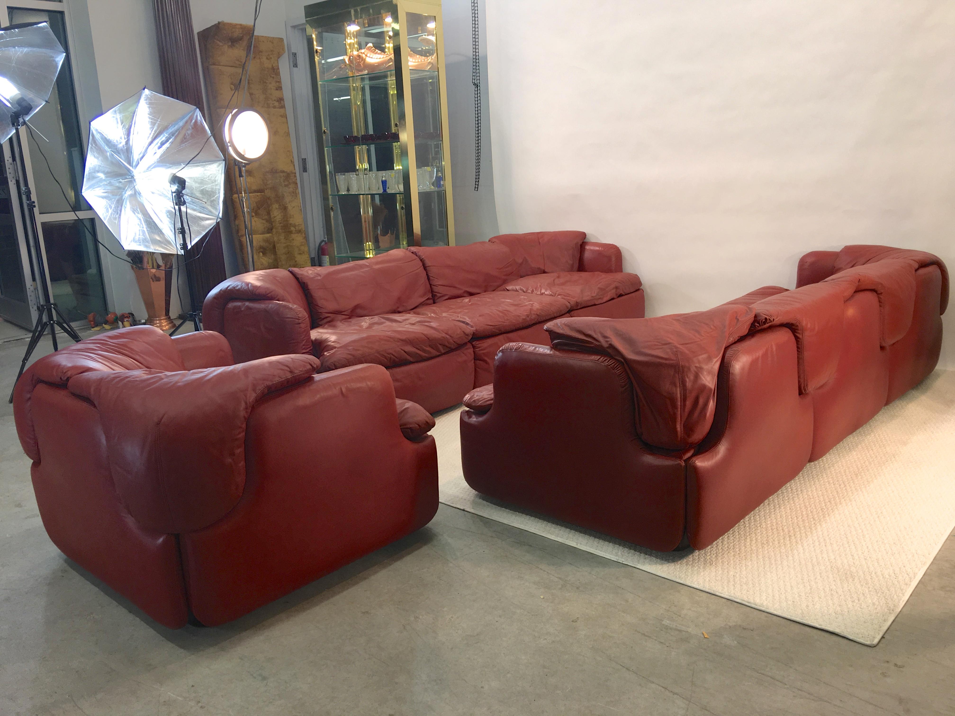 „Confidential“ Leder-Sofa und Loungesessel „Confidential“ von Alberto Rosselli für Saporiti im Angebot 4