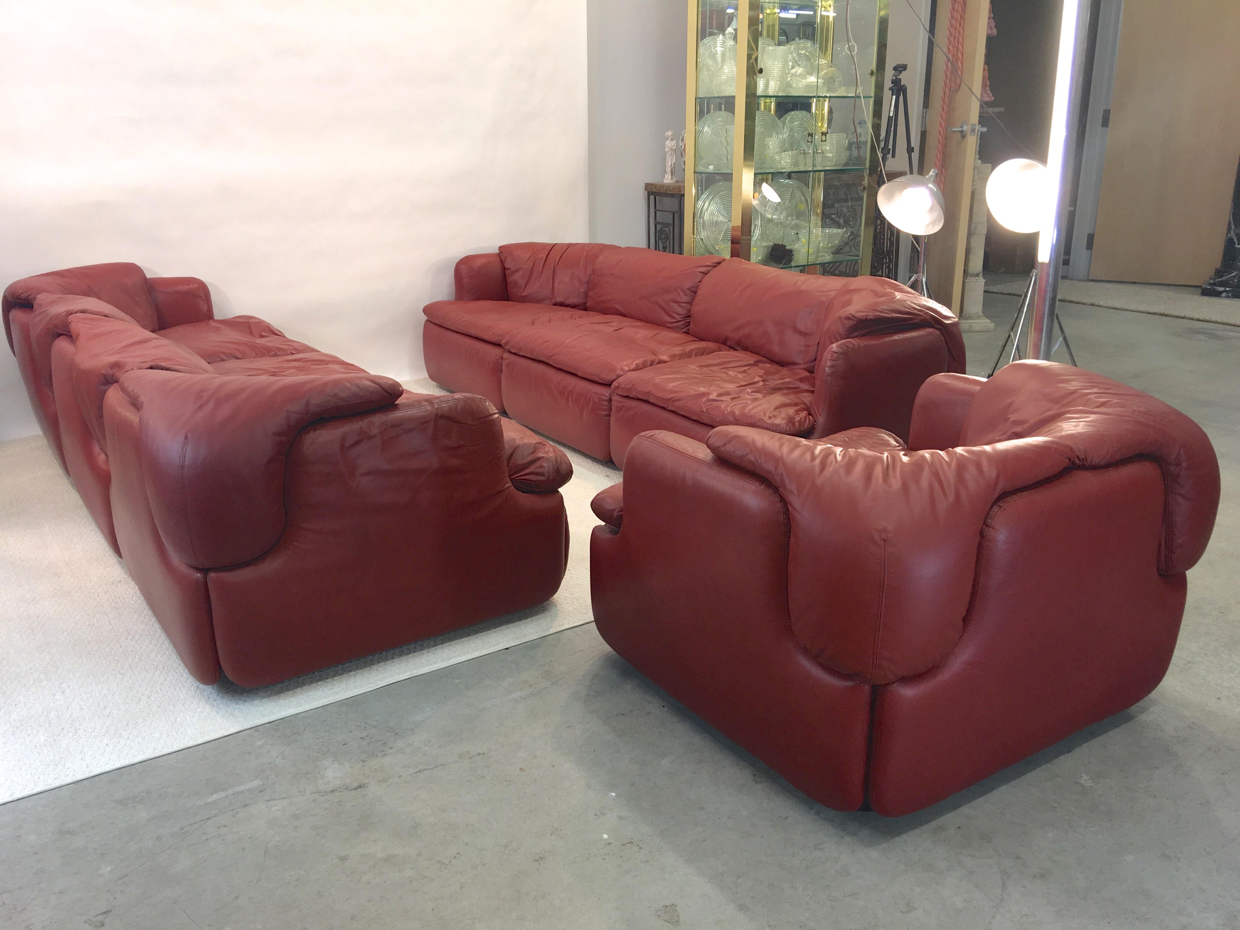 „Confidential“ Leder-Sofa und Loungesessel „Confidential“ von Alberto Rosselli für Saporiti im Angebot 3