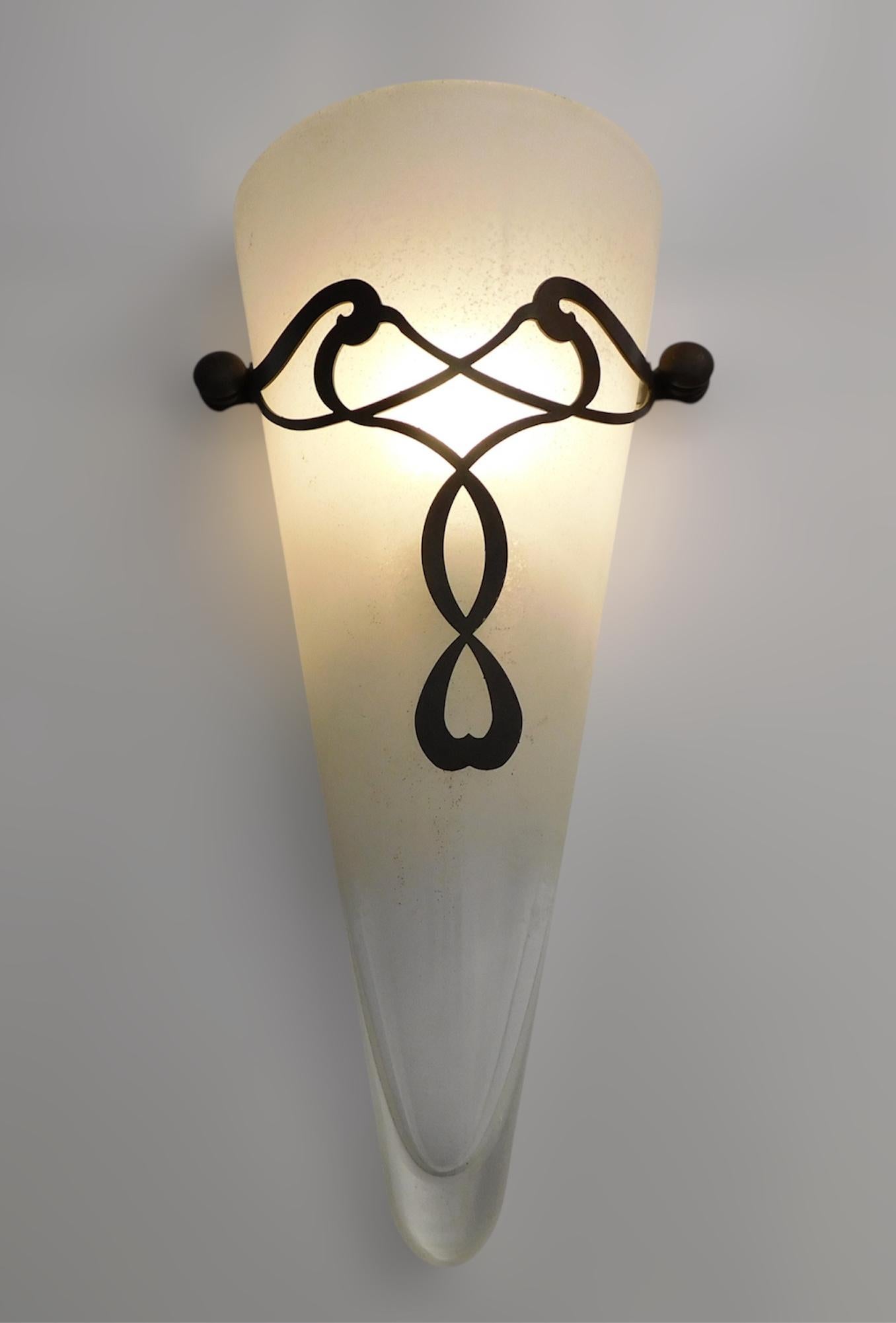 Verre de Murano Pair of Conical Murano Sconces, 2 Pairs Available en vente