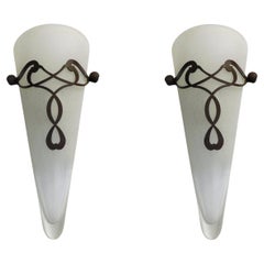 Pair of Conical Murano Sconces, 2 Pairs Available
