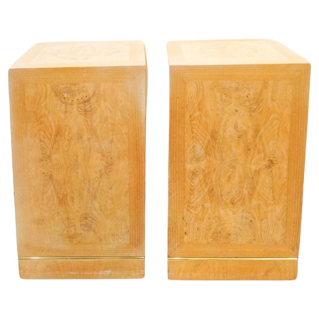 Pair Of Connoisseur By Heritage Burl Maple and Brass Pedestals / Columns