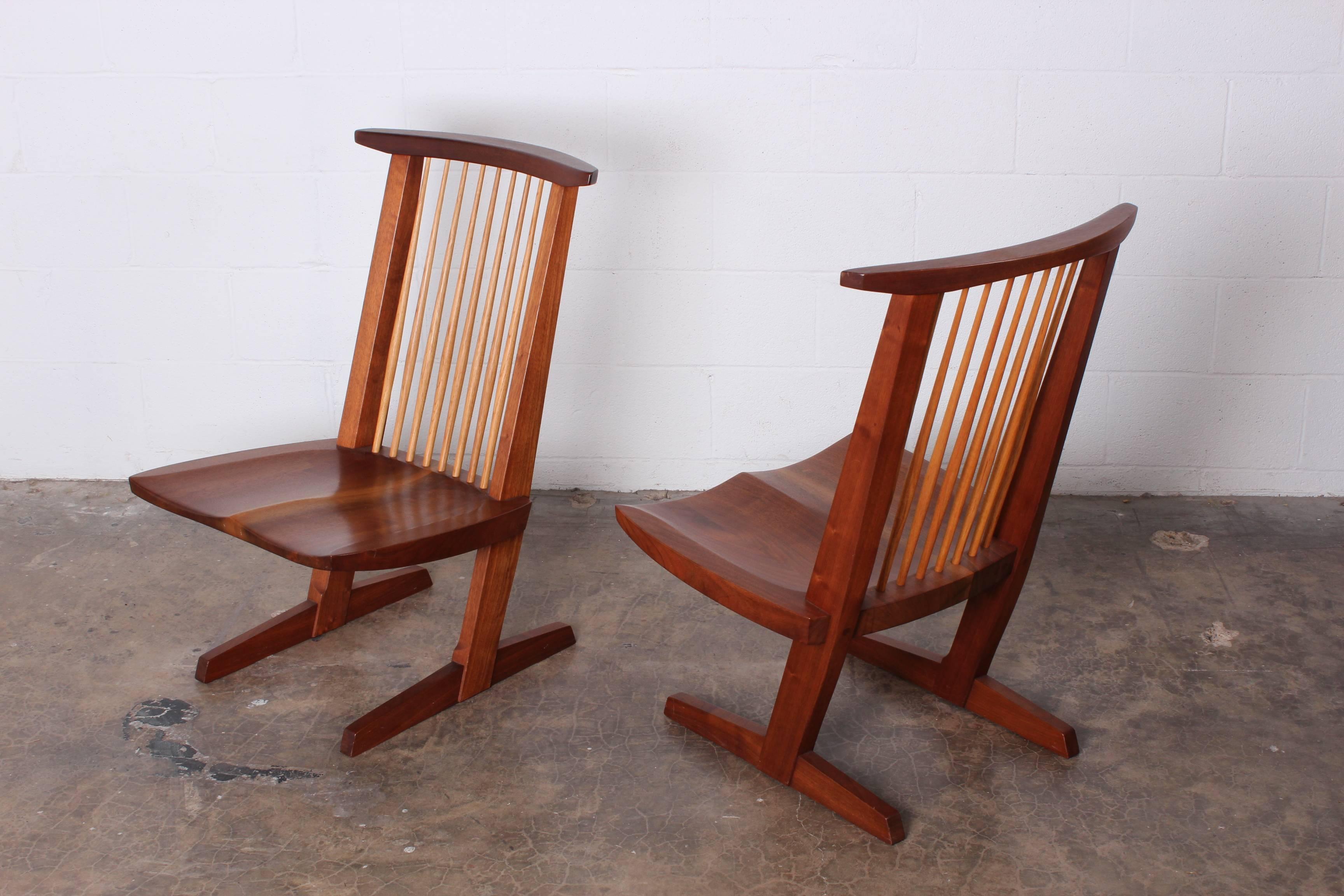 Walnut Pair of Conoid Lounge Chairs by George Nakashima