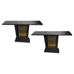 Pair of Console in bronze and wood France, 1920, Art Deco