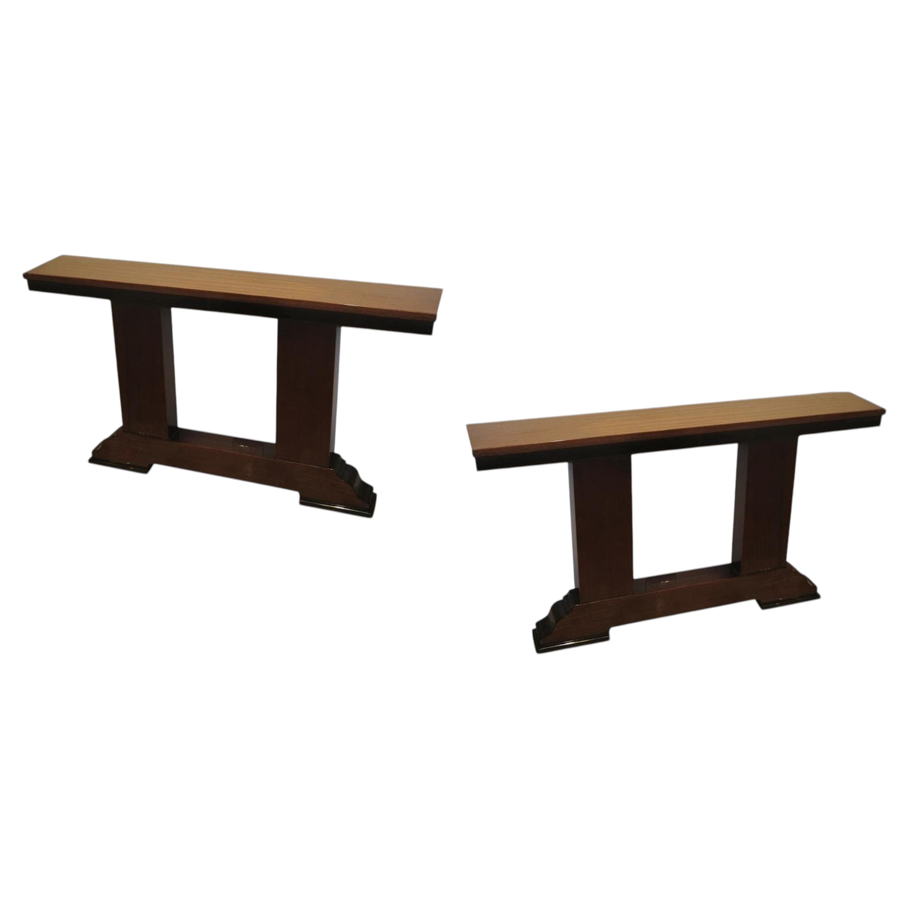 Zwei Konsolentische, Frankreich, 1920, Art déco, aus Holz