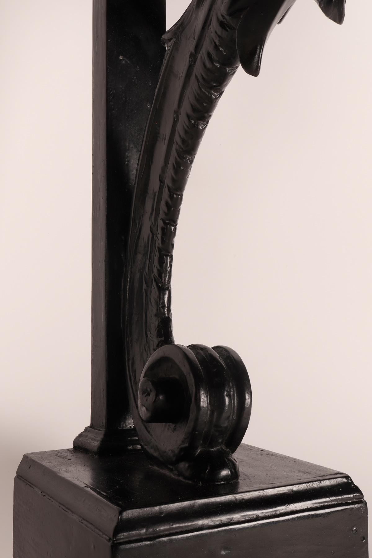 Pair of console tables with griffons in ebonized walnut wood, Italy 1860. For Sale 5