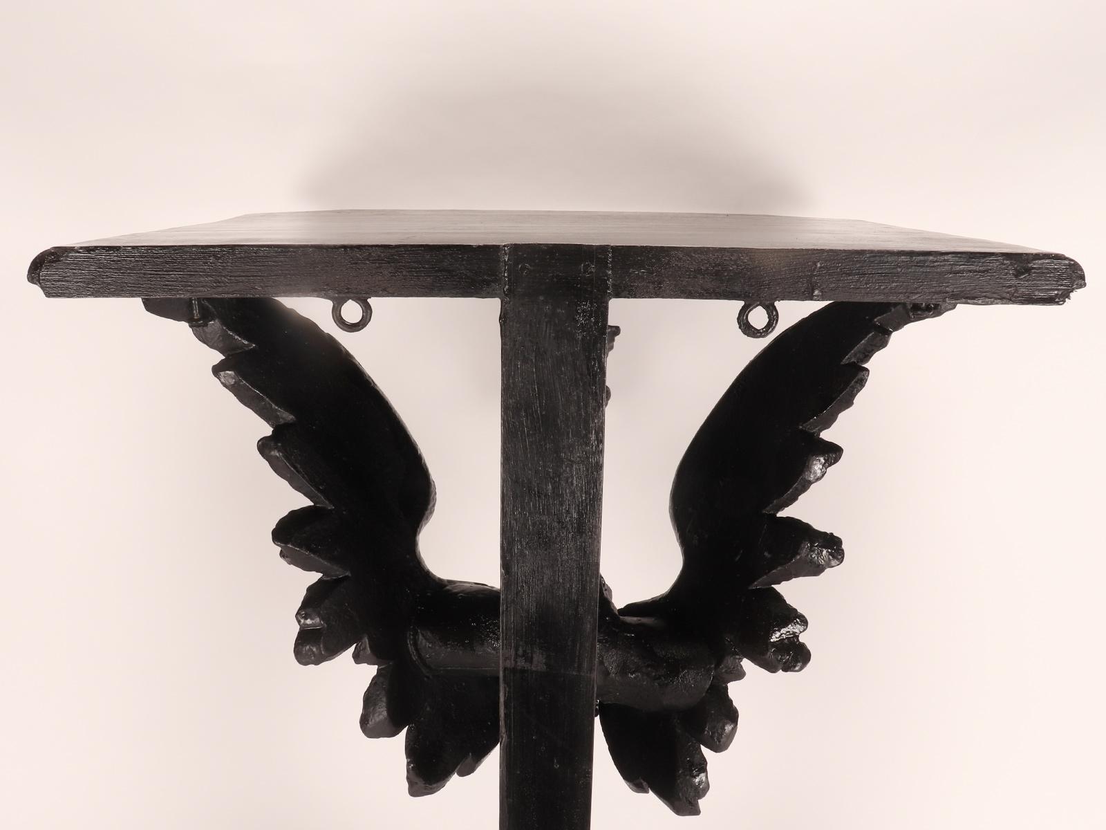 Pair of console tables with griffons in ebonized walnut wood, Italy 1860. For Sale 8