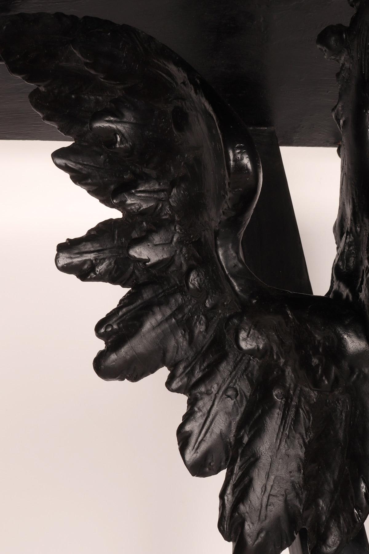 Pair of console tables with griffons in ebonized walnut wood, Italy 1860. For Sale 3