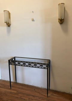 Pair of Consoles France, 1920, Art Deco in Glass and Iron