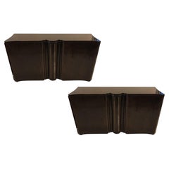 Pair of Consoles, France, 1920, Art Deco in wood and glass