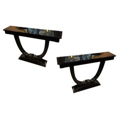 Pair of Consoles, France, 1920, Art Deco in Wood