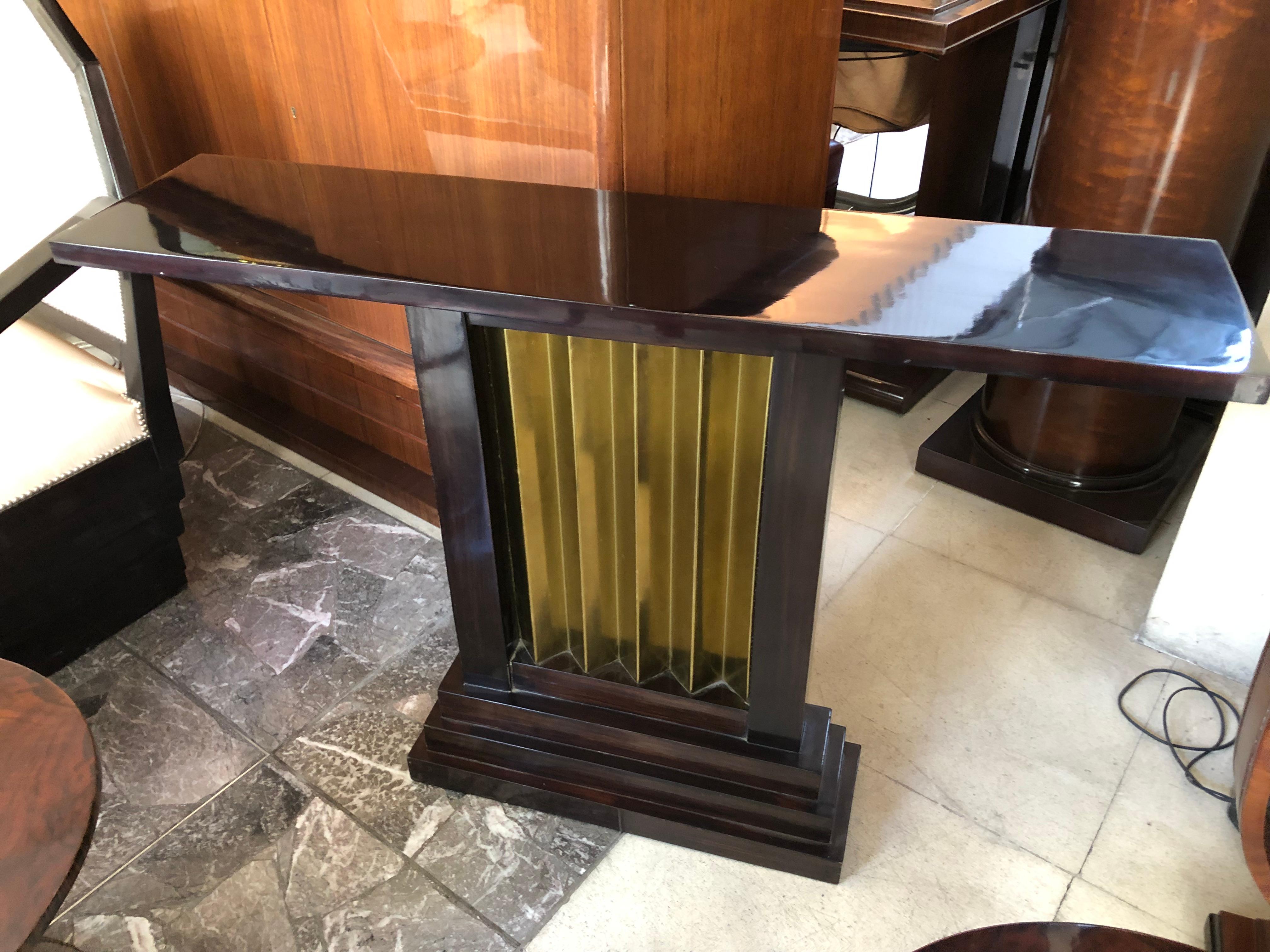 Coppia di console in bronzo e legno Francia, 1920, Art Déco in vendita 5