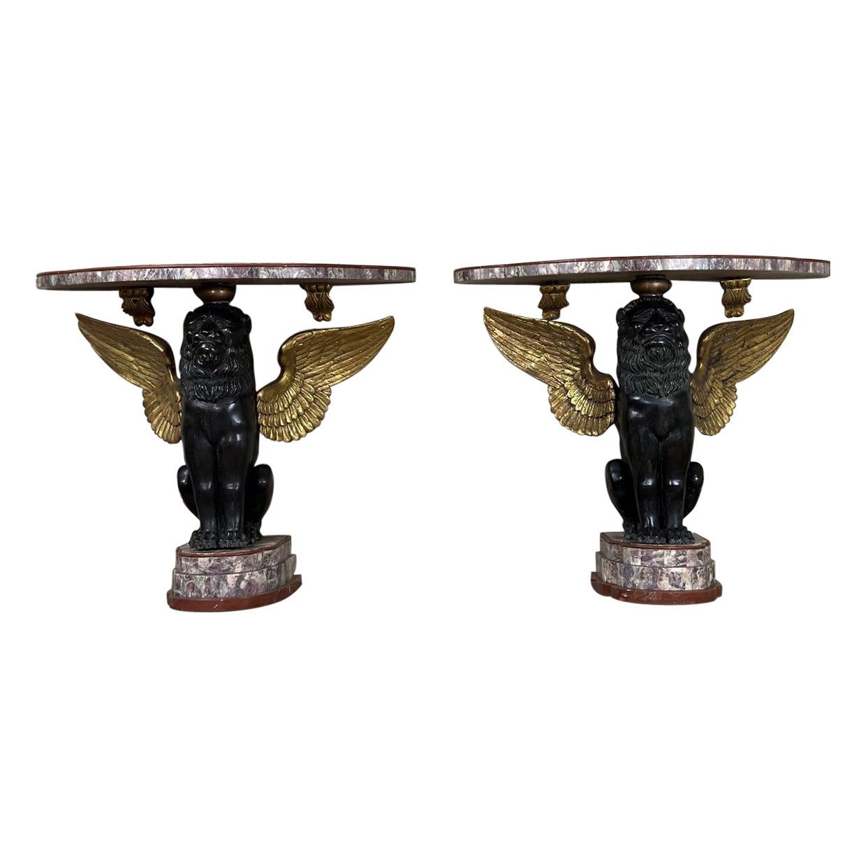 Konsolenpaar aus Marmor und Bronze, Italien, um 1930