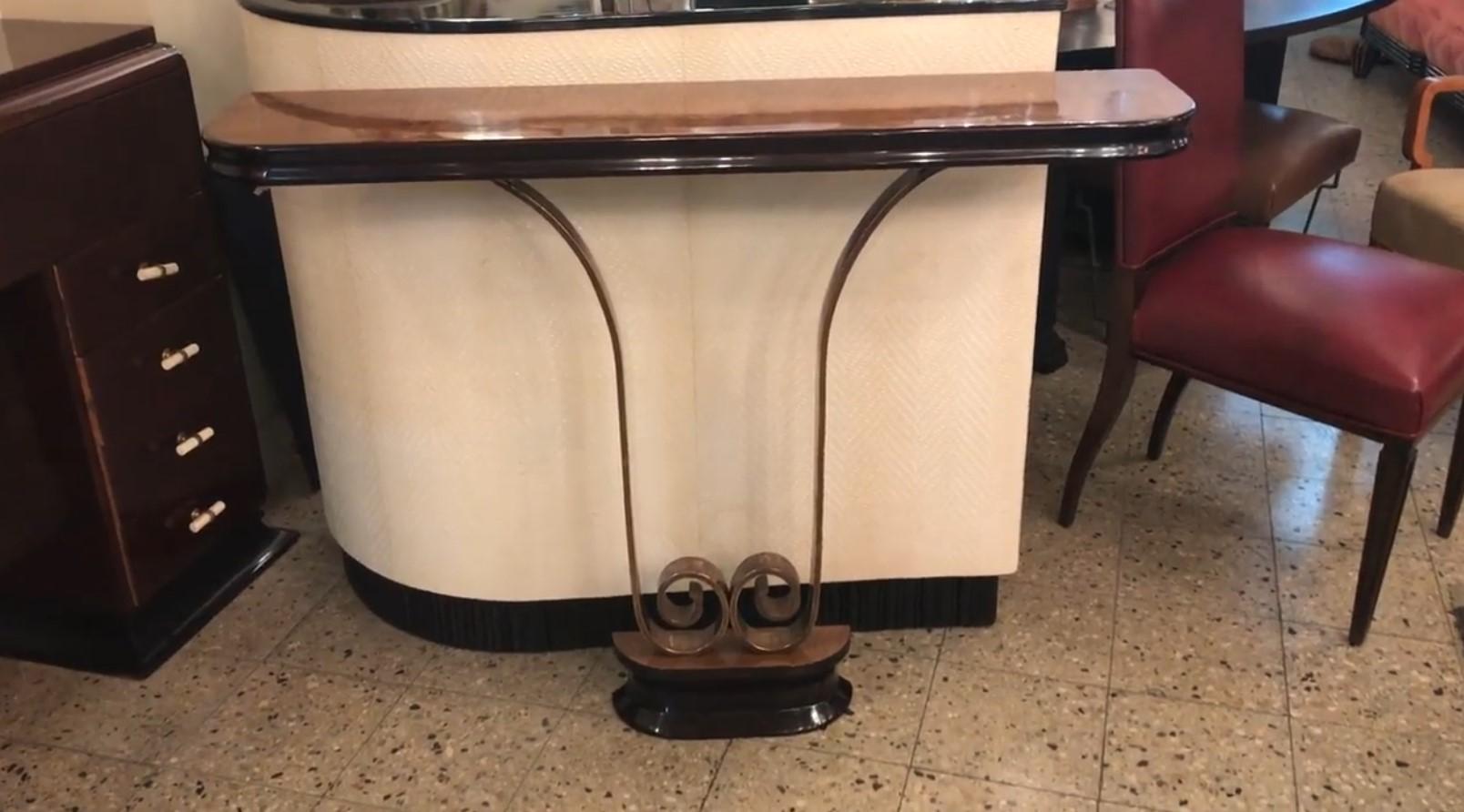 Wood Pair of Consoles in wood and bronze France, 1920, Art Deco  For Sale