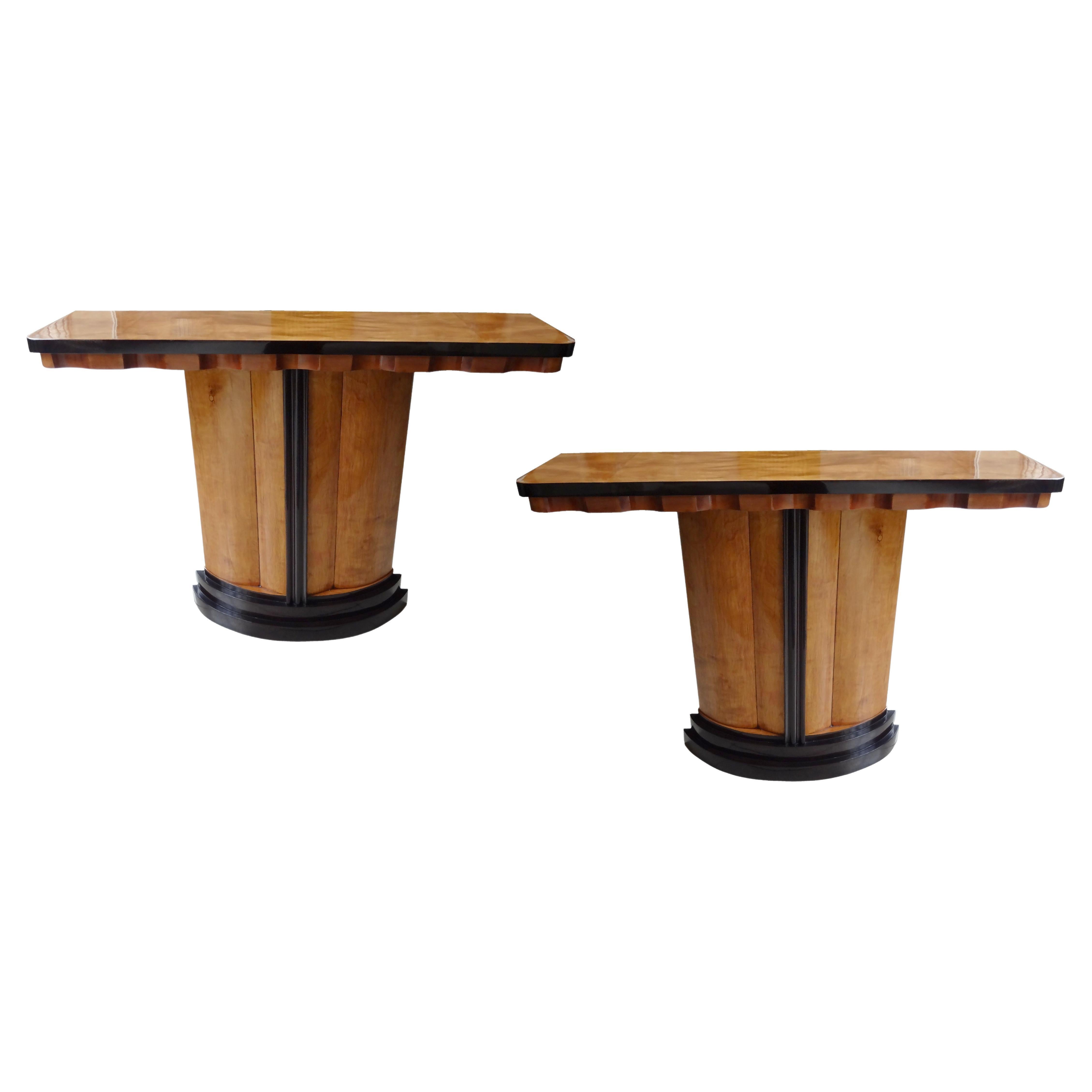 Pair of Consoles in wood France, 1920, Art Deco  For Sale