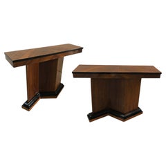 Pair of Consoles Style Art Deco 1930 French in Wood