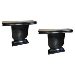 Pareja de Consolas Estilo Art Decó en Madera y Laca Poliuretánica, Francesas 1930