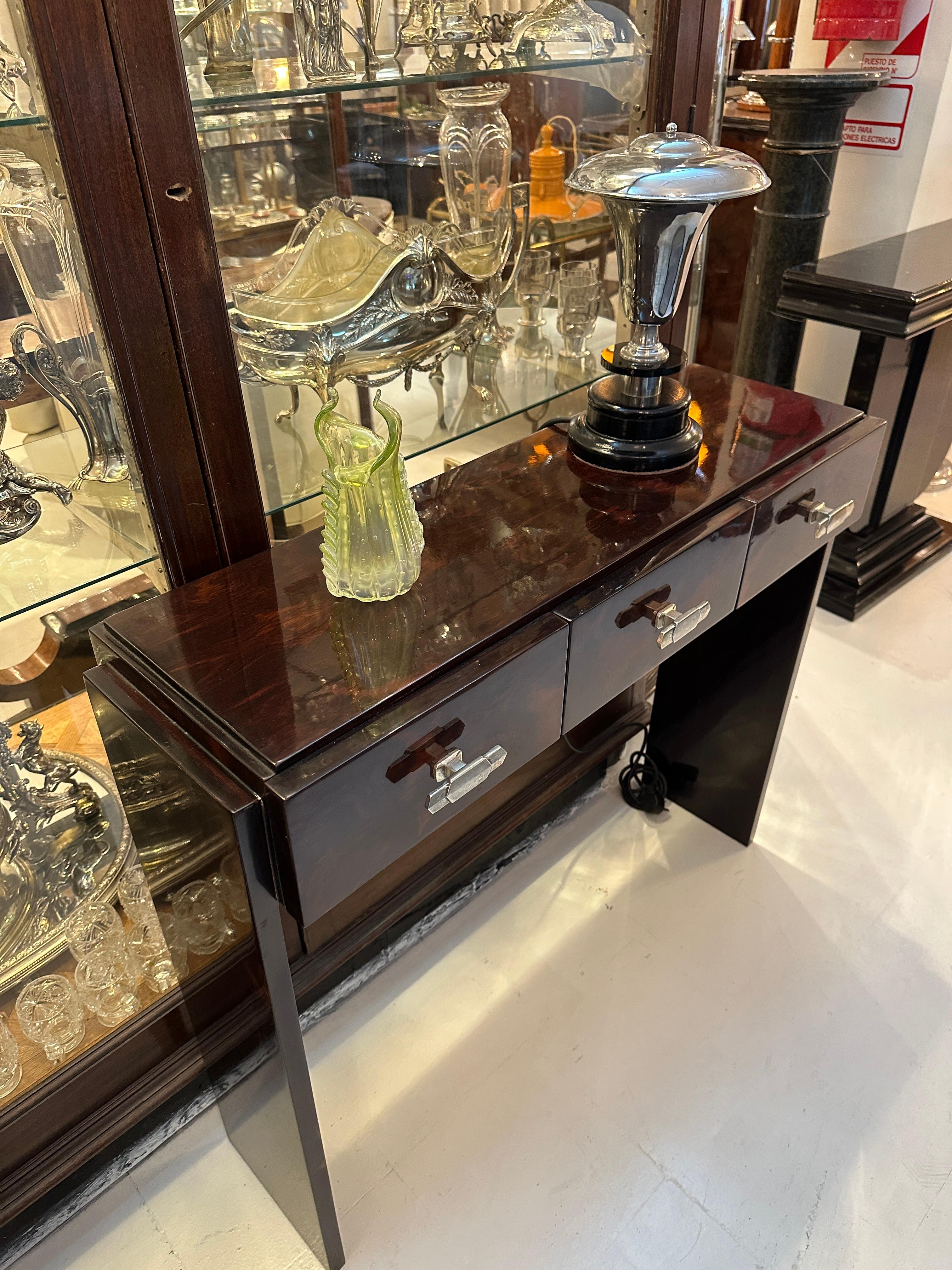 Pair of Consoles with drawers, France, 1920, Art Deco in Wood For Sale 13