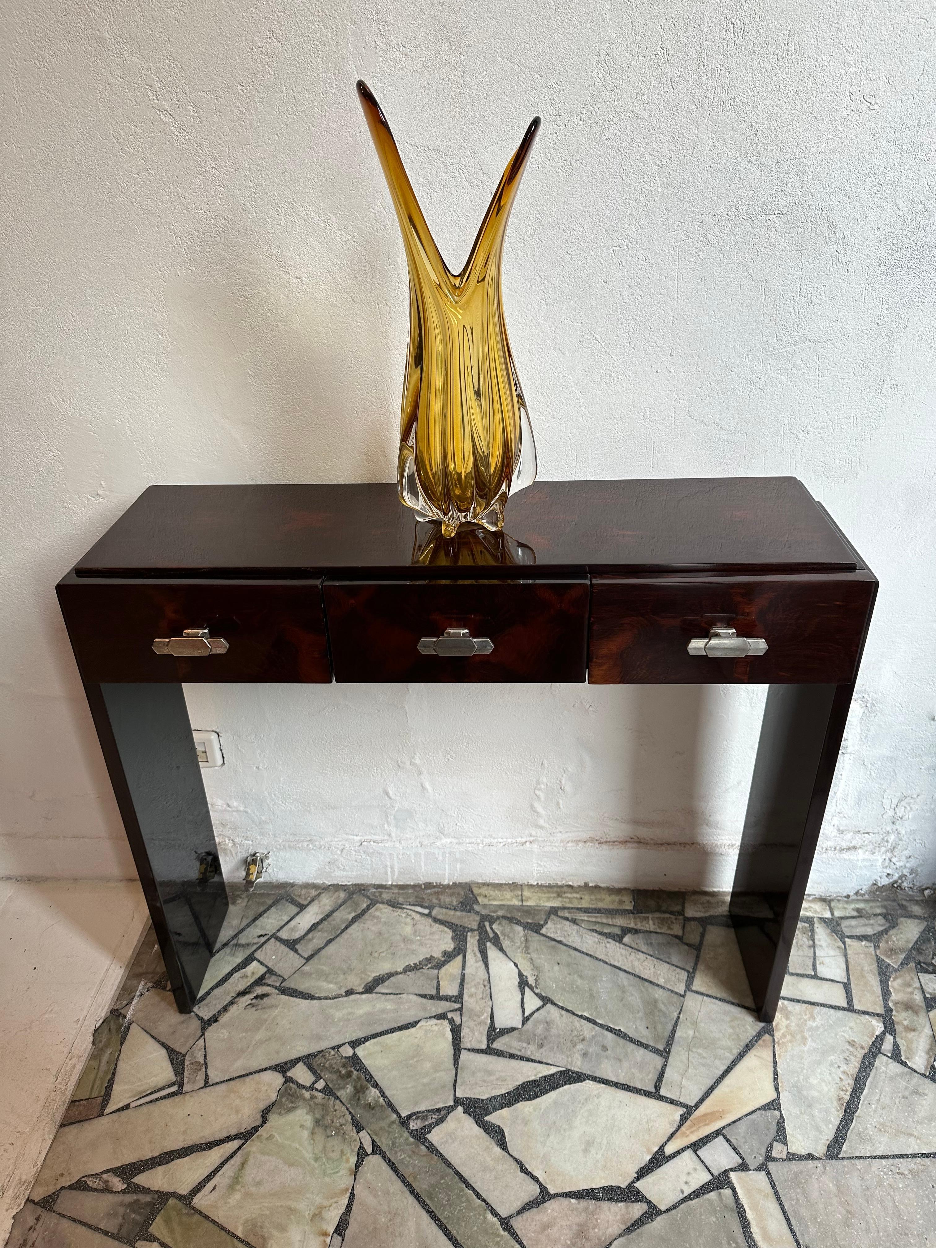 Konsolenpaar mit Schubladen, Frankreich, 1920, Art déco-Stil aus Holz im Angebot 1