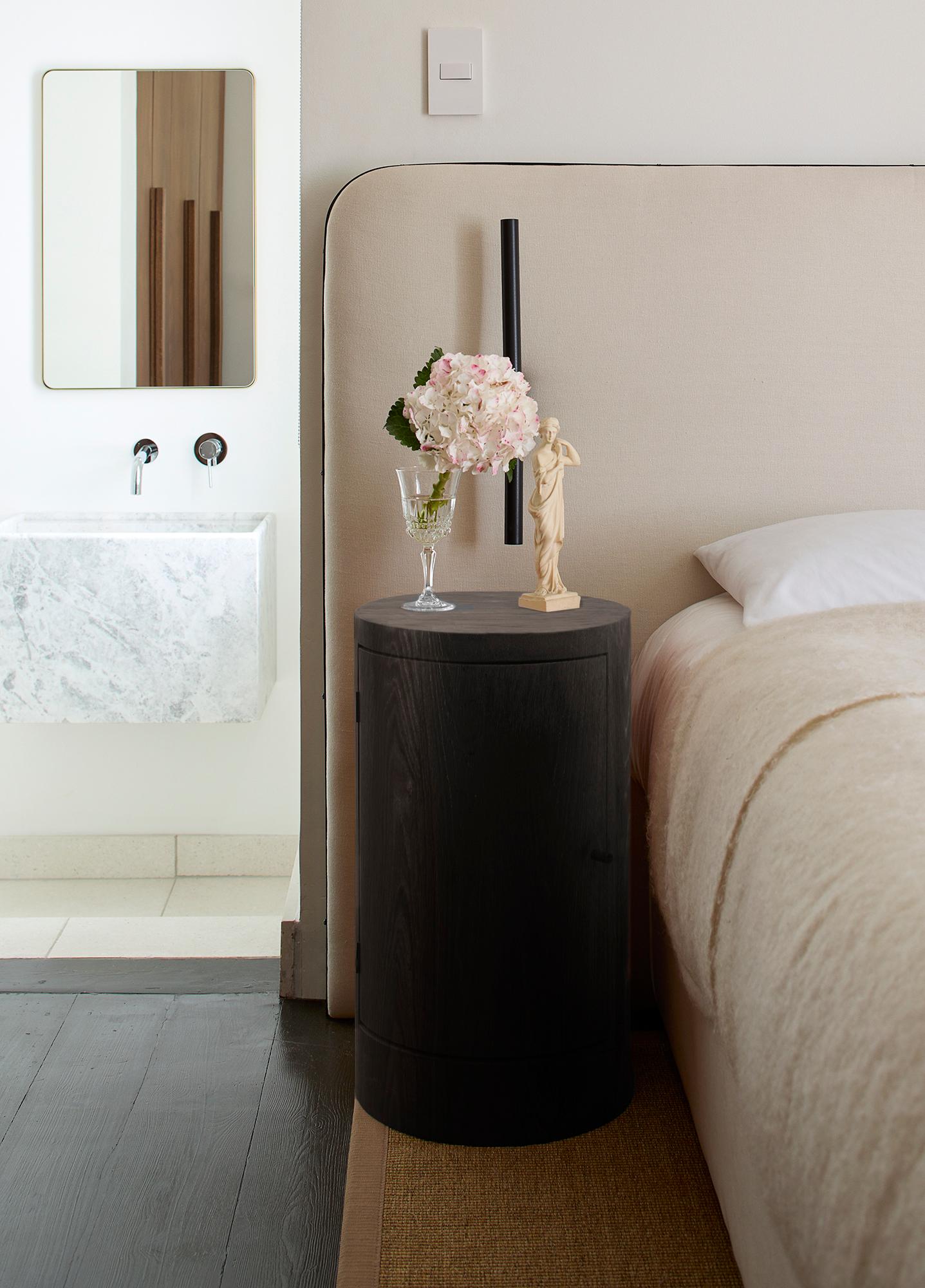 Veneer Pair of Constant Night Stands in Ebonised Ash Wood by Master Studio for Lemon For Sale