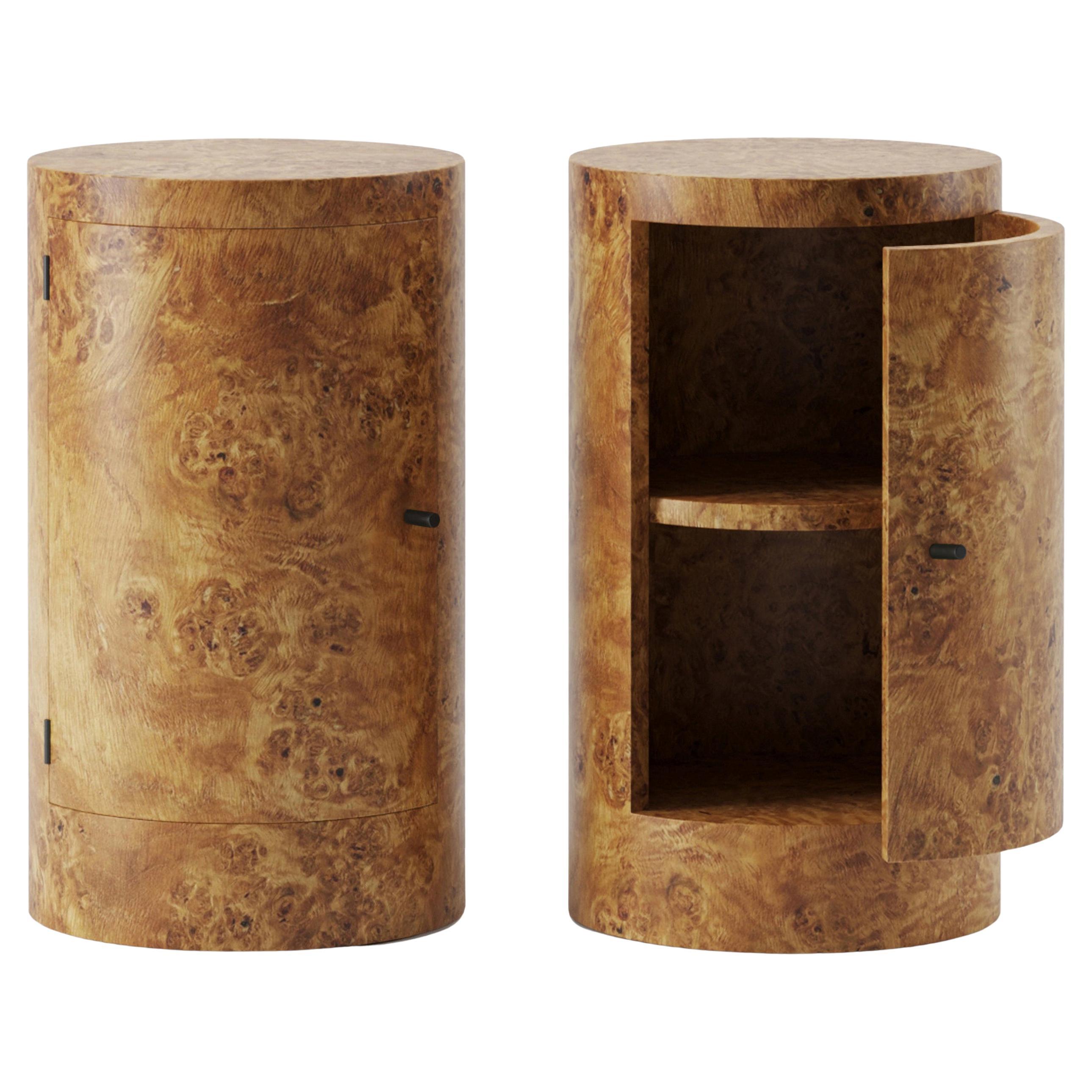 Paire de tables de nuit Constant en bois de ronce de peuplier  Citron 25" de haut