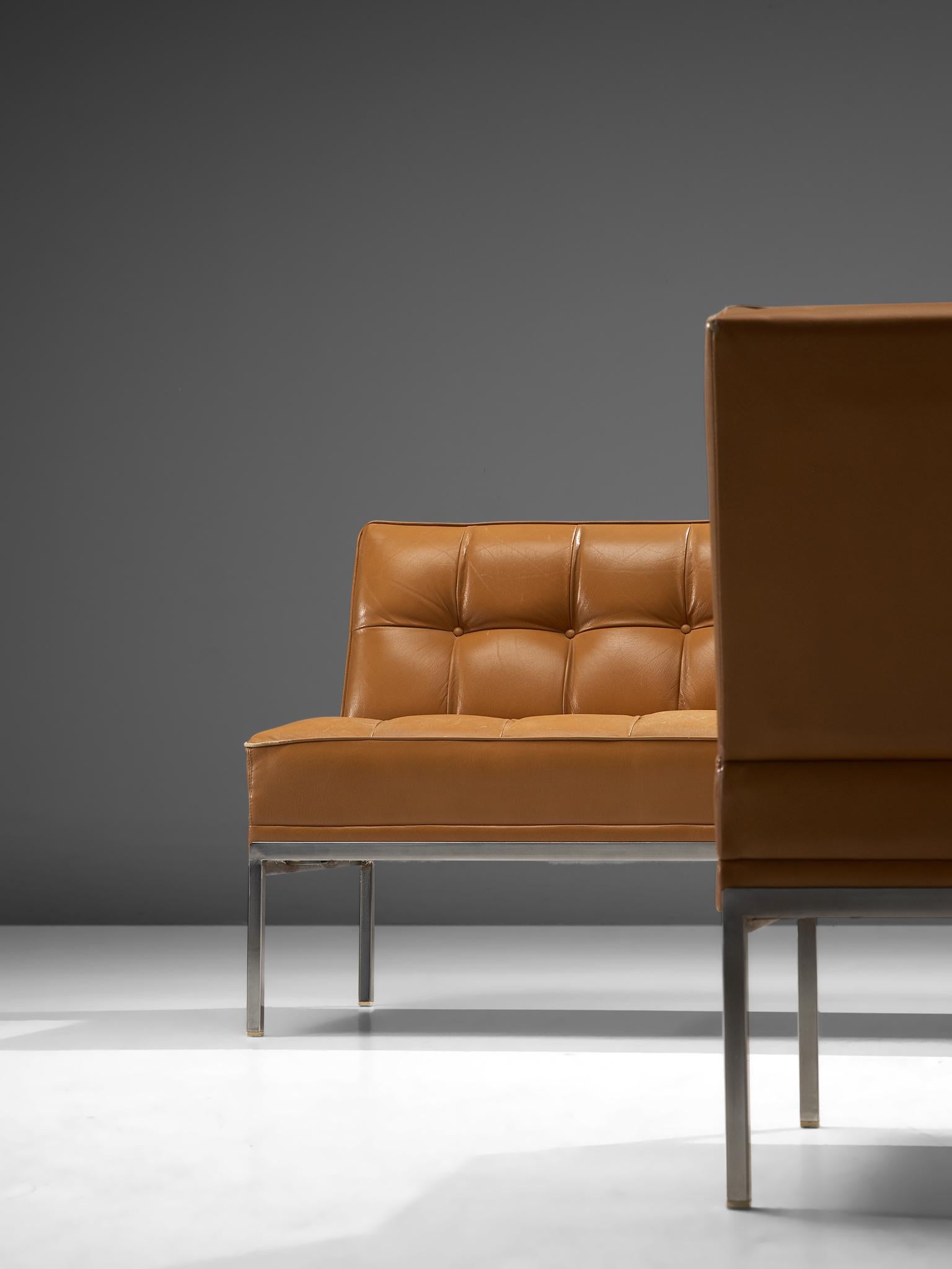 Pair of 'Constanze' Settees by Johannes Spalt in Cognac Leather 3