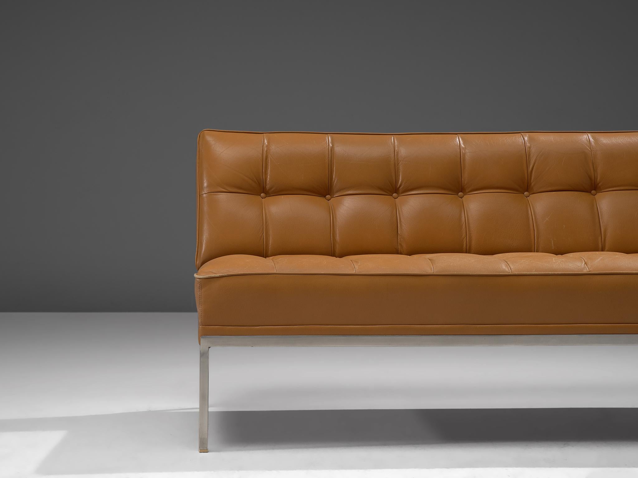 Pair of 'Constanze' Settees by Johannes Spalt in Cognac Leather 1