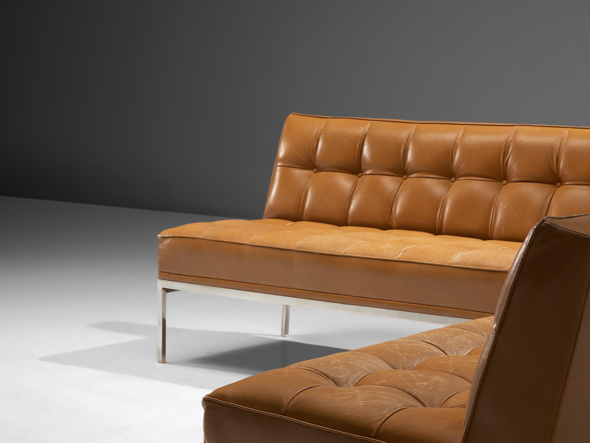 Pair of 'Constanze' Settees by Johannes Spalt in Cognac Leather 2
