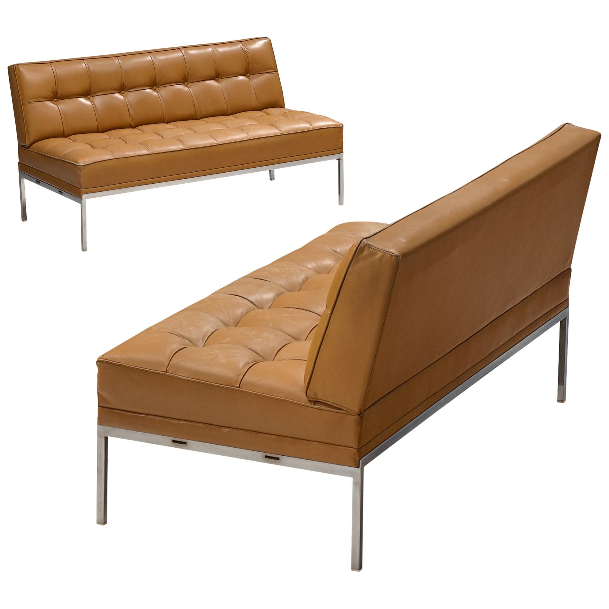 Pair of 'Constanze' Settees by Johannes Spalt in Cognac Leather