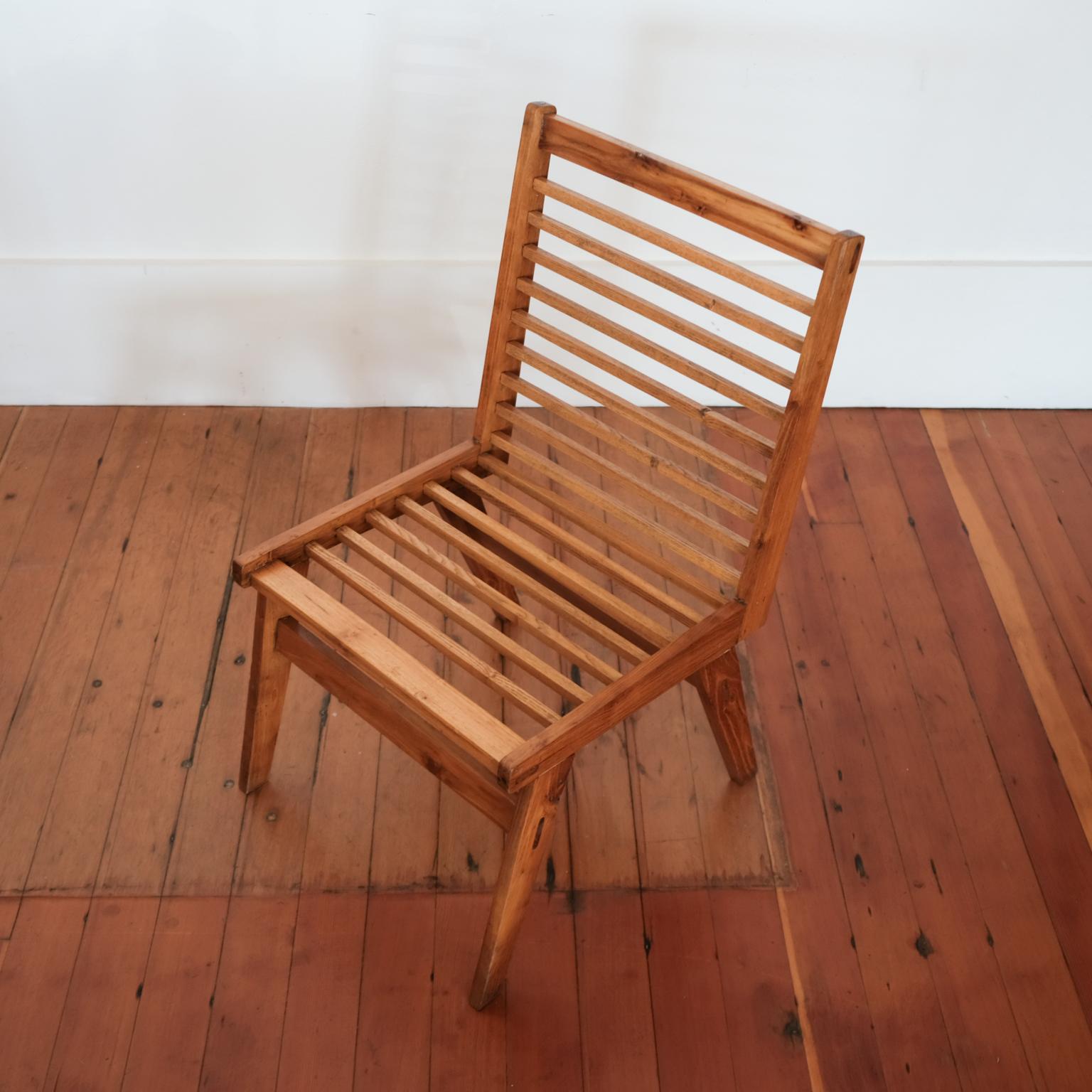 Pair of Constructivist Wood Slat Chairs 4