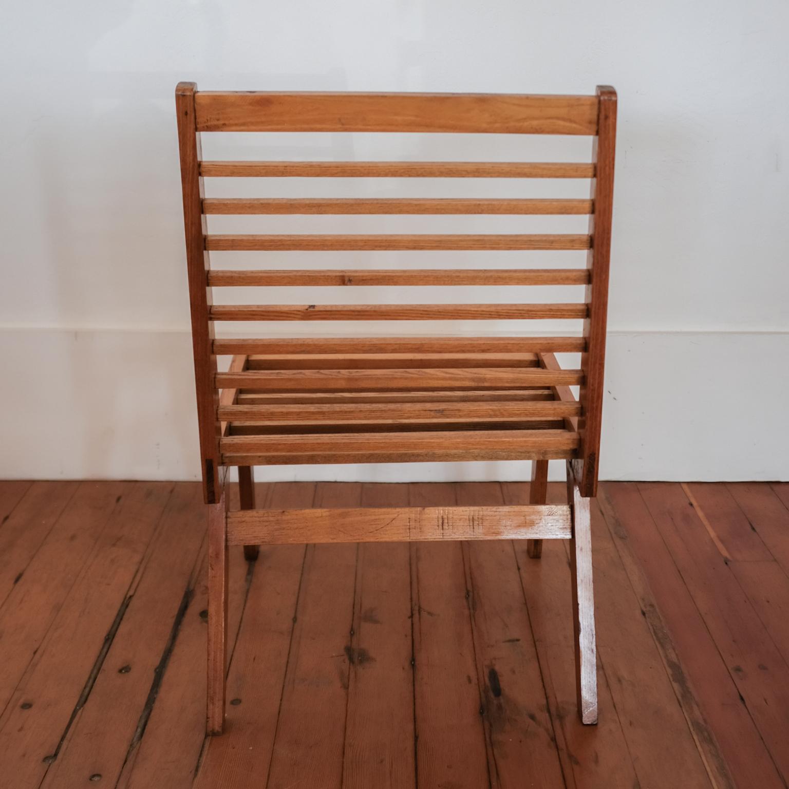 Pair of Constructivist Wood Slat Chairs 5