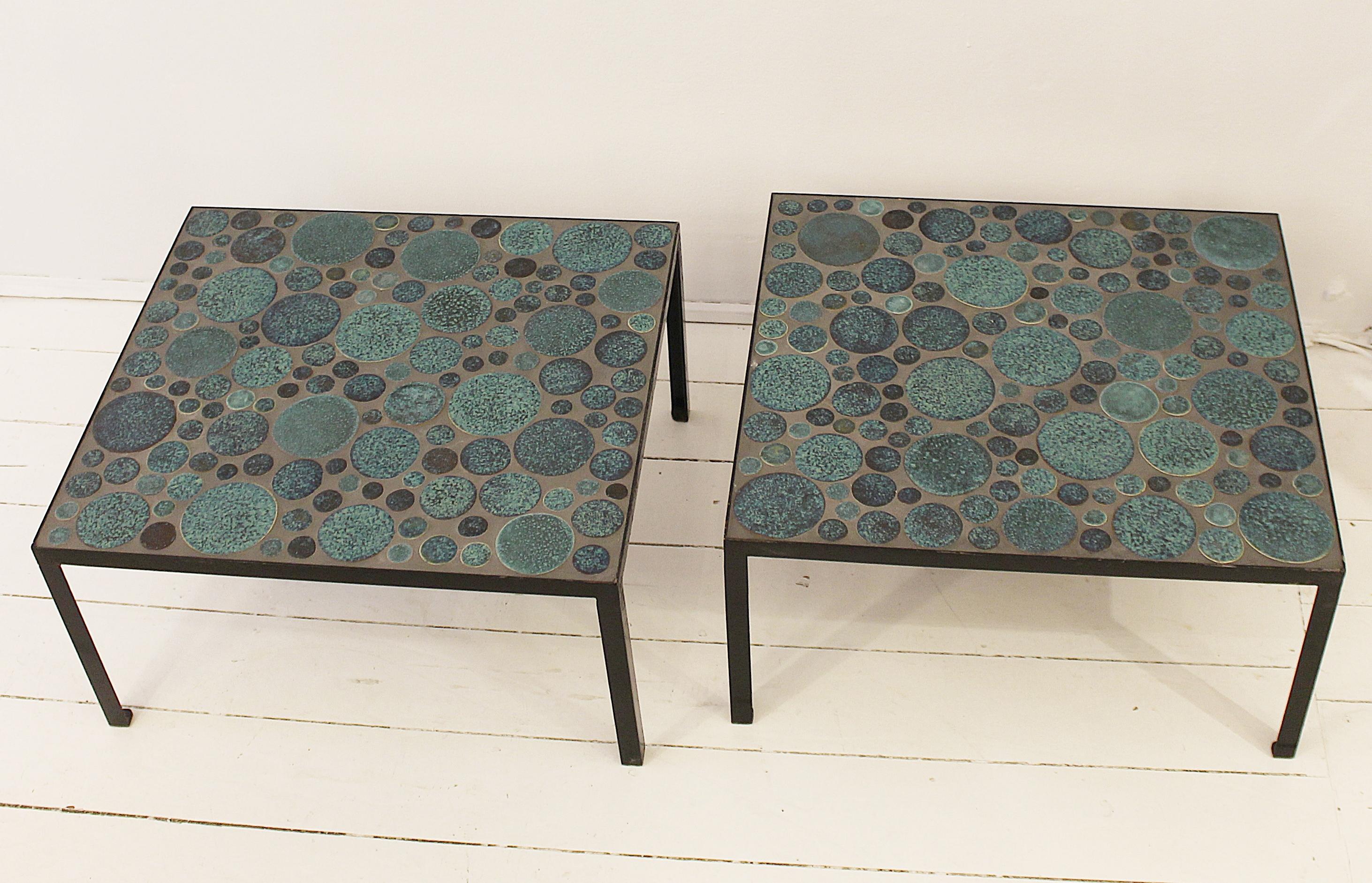 Pair of Contemporain Ceramic Coffee Tables by Aliette Vliers In Good Condition For Sale In Brussels, BE