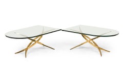 Pair of Contemporary American Bronze & Glass Sectional Cocktail Tables