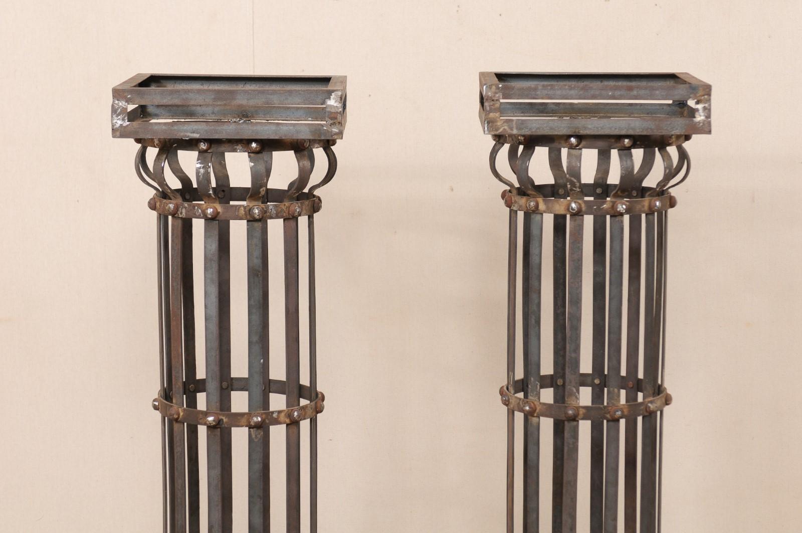 20th Century Pair of Contemporary American Iron Architectural Columns