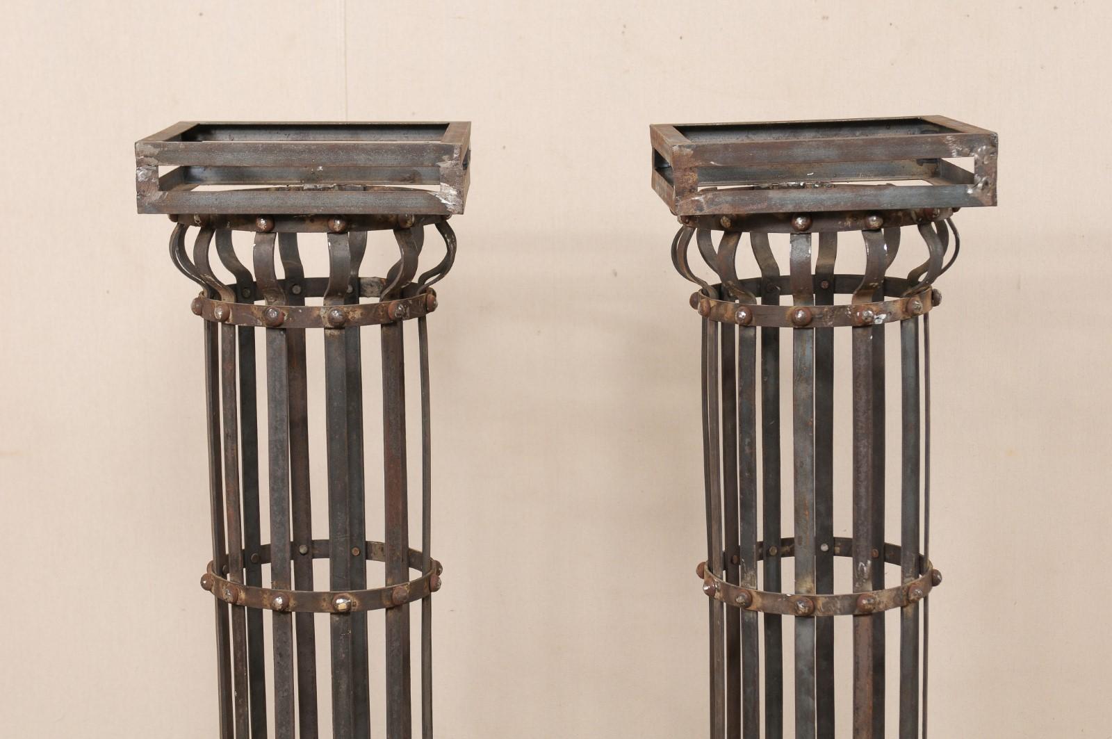 Metal Pair of Contemporary American Iron Architectural Columns