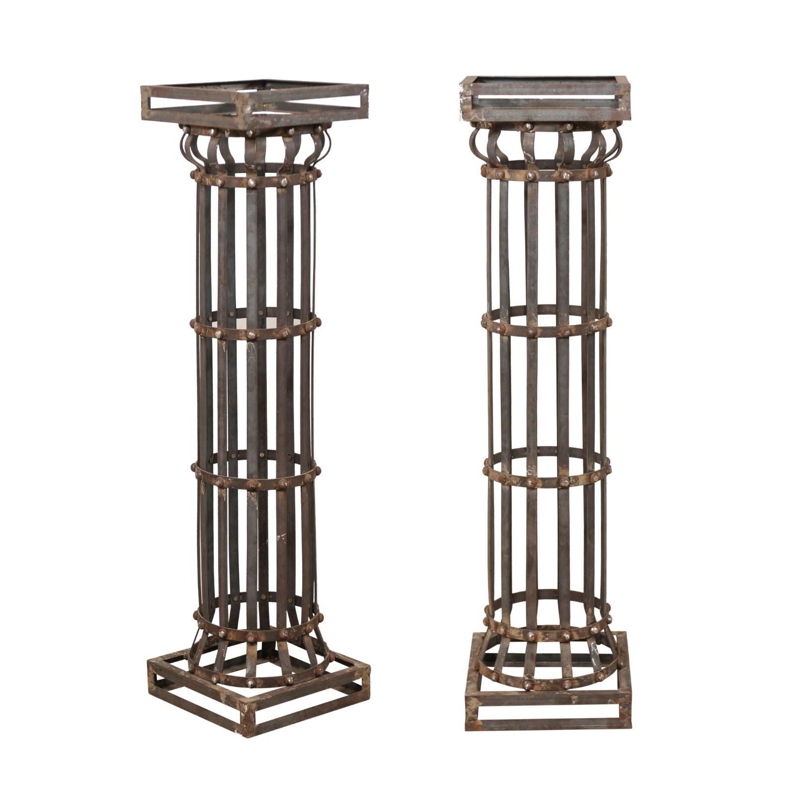 Pair of Contemporary American Iron Architectural Columns
