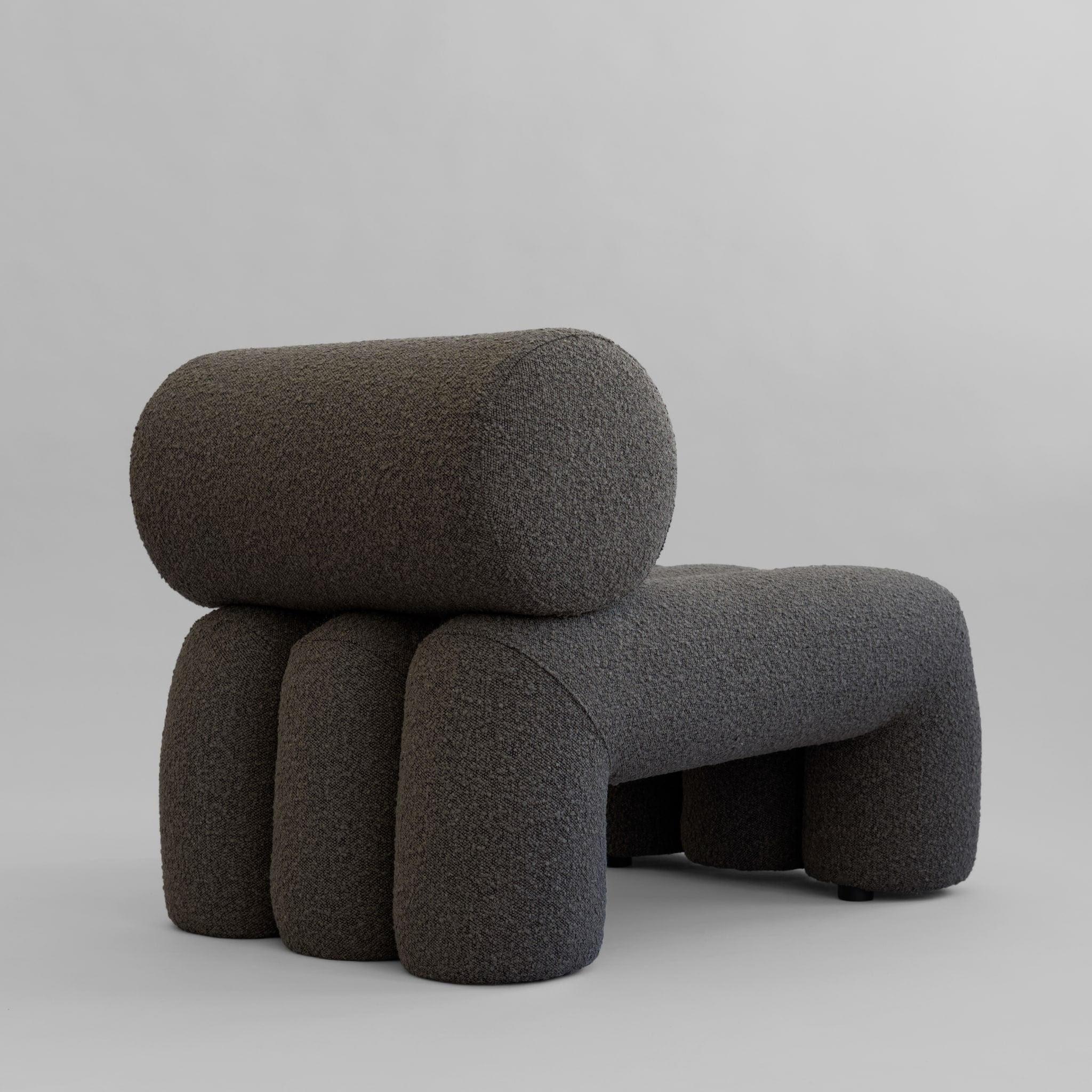 Paar Contemporary Armchairs, Modell Foku - Farbe Deep Taupe - Curly Fabric. (Moderne) im Angebot